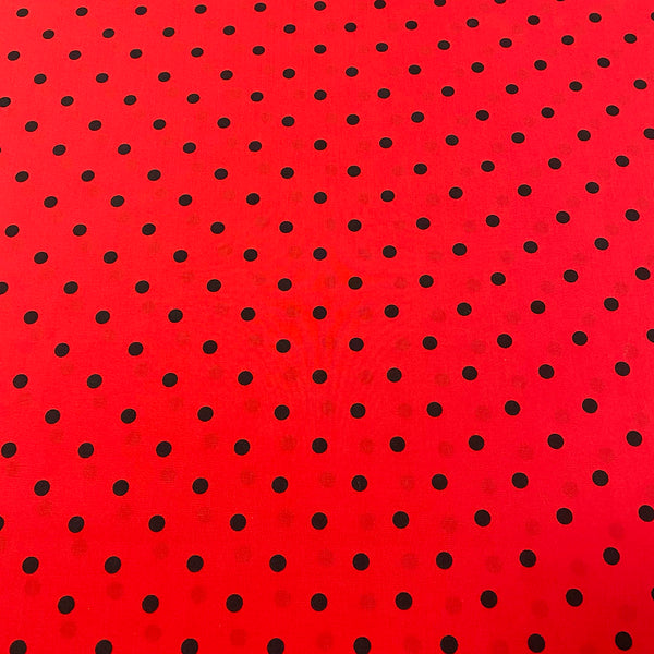 Topos Rojos Topo negro fondo rojo – Pata de Gallo Tejidos