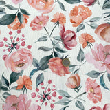 Loneta algodón flores romántica