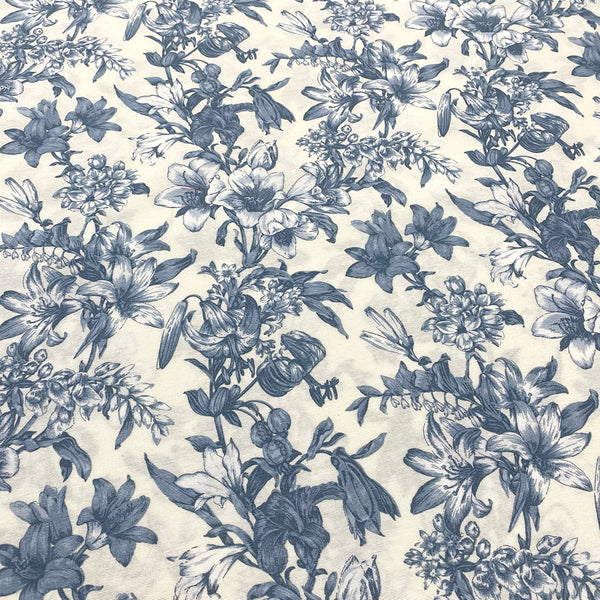 Loneta flor vintage azul